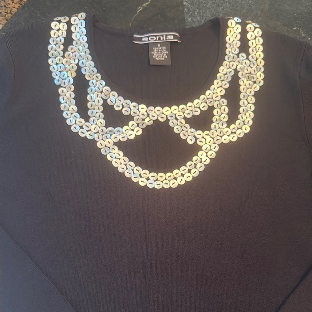 Onia Black Blouse with Gold Accents